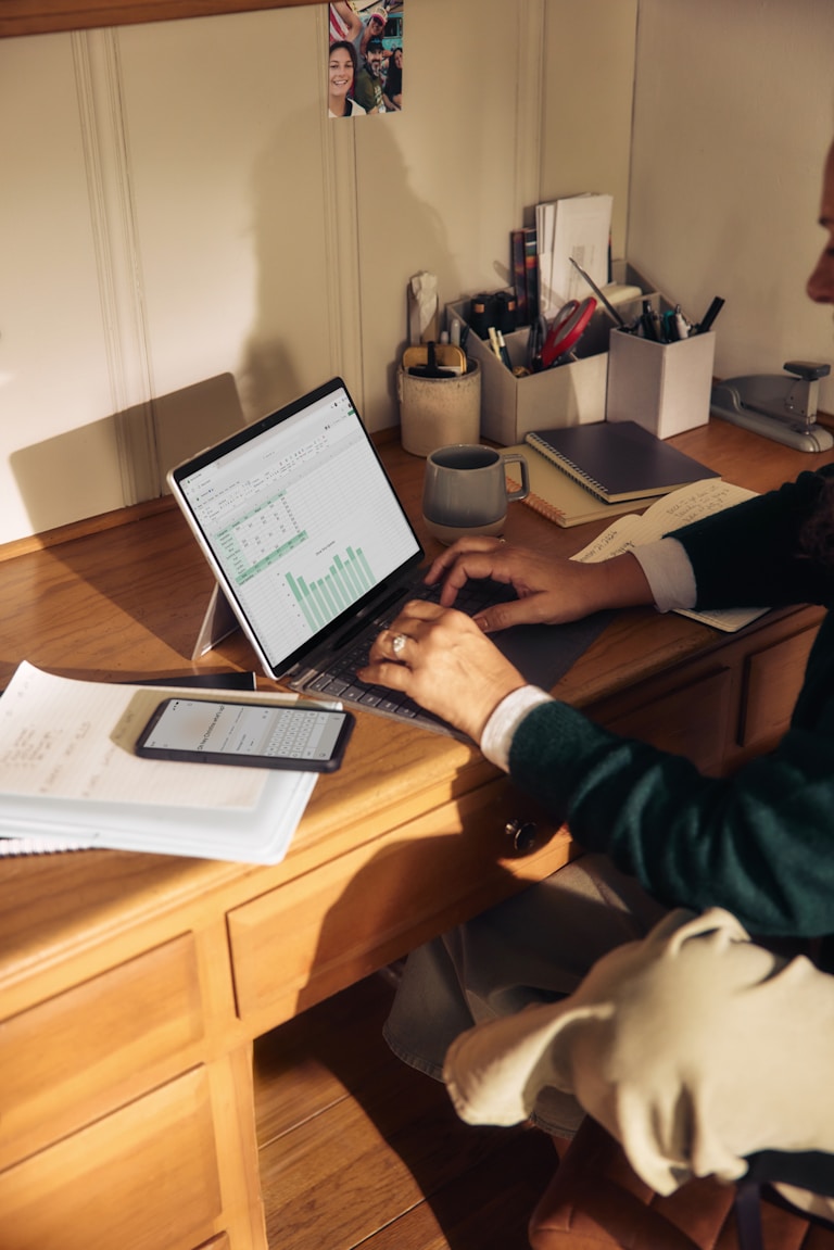 Reviewing retention and install charts on a tablet